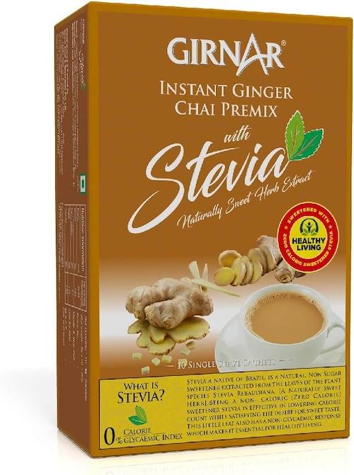 Girnar Instant Ginger Chai Premix With Stevia 80 g x10