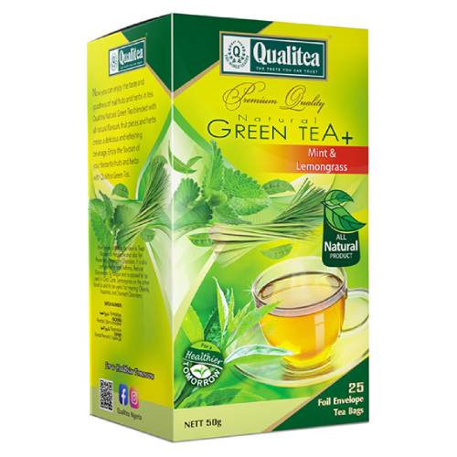 Qualitea Natural Green Tea Mint & Lemongrass 50 g x25