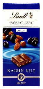Lindt Swiss Classic Milk Chocolate Raisin Nut 100 g