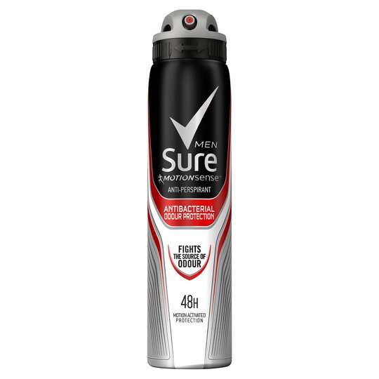 Sure Anti-Perspirant Deodorant Spray Men Anti-Bacterial Odour Protection 250 ml