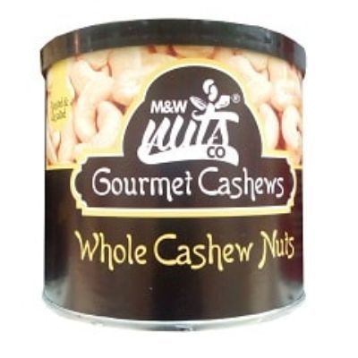 M & W Gourmet Whole Cashew Nuts Plain Dry Roasted Tin 165 g