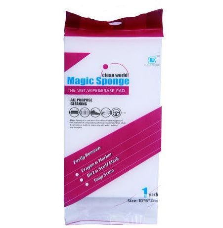 Clean World Magic Sponge - Wet, Wipe & Erase Pad x1