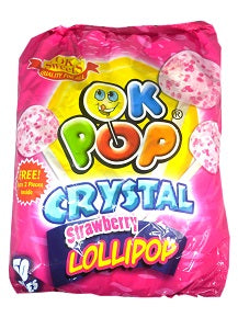 OK Pop Lollipop Crystal Strawberry x50