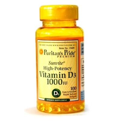 Puritan's Pride High Potency Vitamin D3 1000 IU 100 Soft Gels