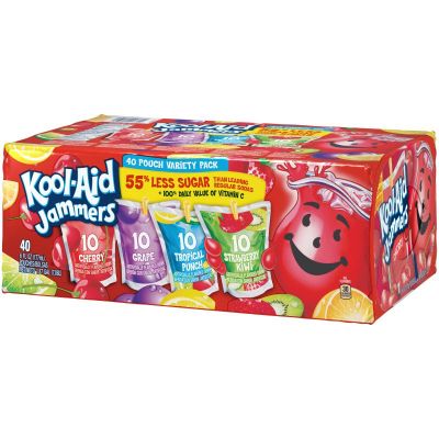 Kool Aid Jammers Variety Pack 17.7 ml Cherry (10), Grape (10), Tropical (10), Strawberry Kiwi (10)