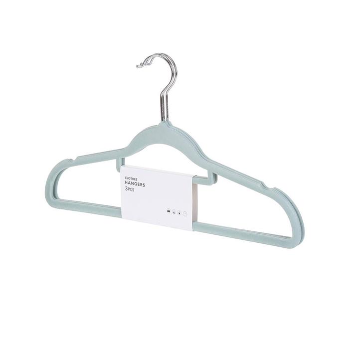 Miniso Flocked Clothes Hanger - Mint Green x3