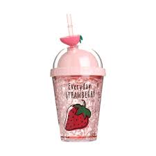 Miniso Double Wall Ice Cup With Straw - Everyday Strawberry