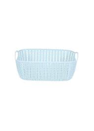 Miniso Plaited Rectangular Storage Bucket - Blue