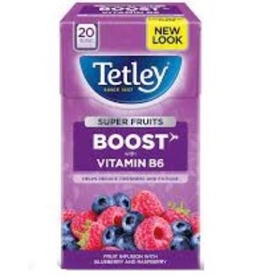 Tetley Tea Super Fruits Boost With Vitamin B6 Blueberry & Raspberry x20