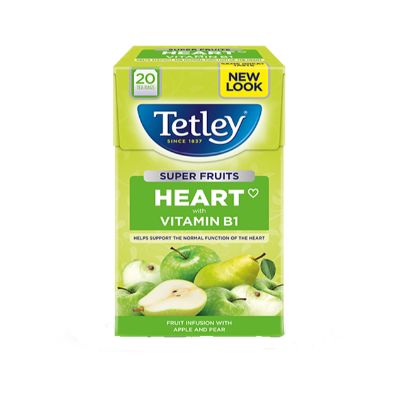 Tetley Tea Super Fruits Heart With Vitamin B1 Apple & Pear x20