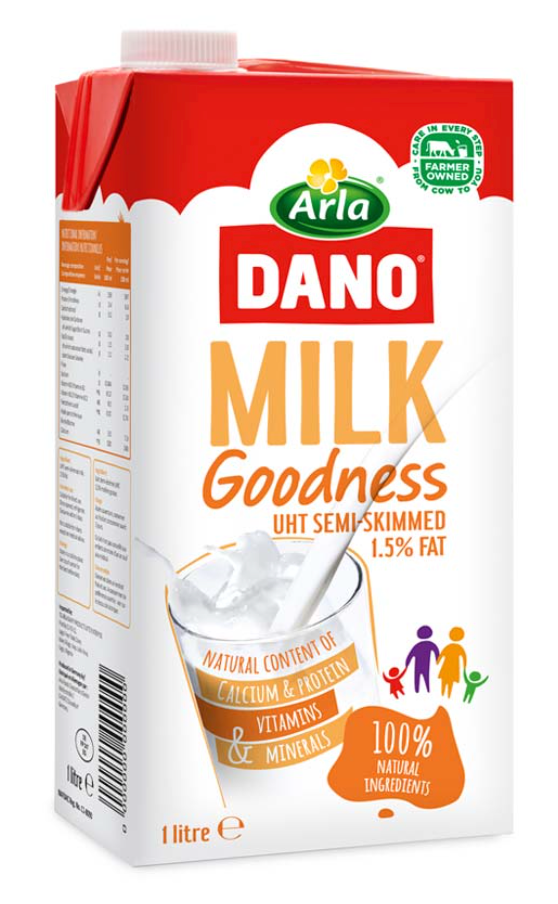 Dano UHT Semi-Skimmed Milk 1 L x2