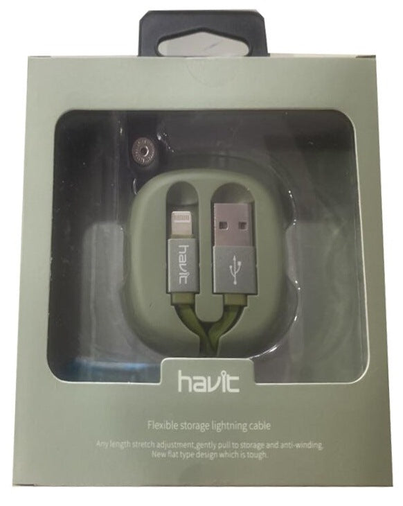 Havit Flexible Storage Lightening Cable Green H639