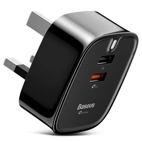 Baseus Funzi Dual USB Charger Black QC 3.0 (UK)