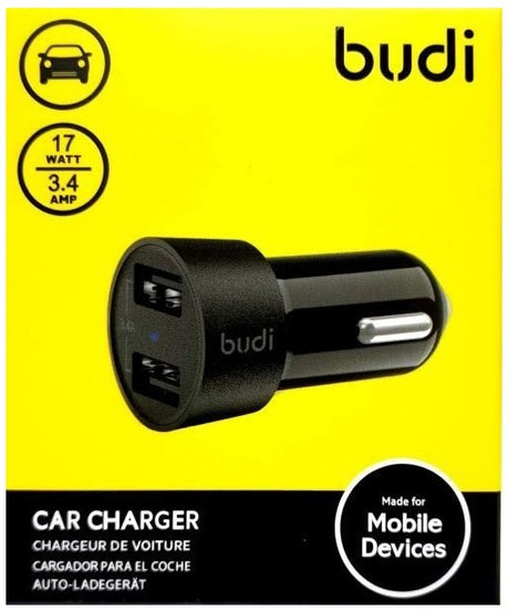 Budi Car Charger 2 USB Port With LED Indicator & Type C Cable 622T