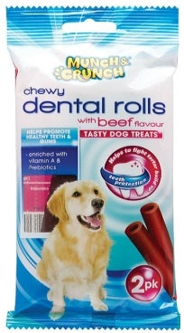 Munch & Crunch Chewy Dental Rolls With Beef Flavour 80 g x2