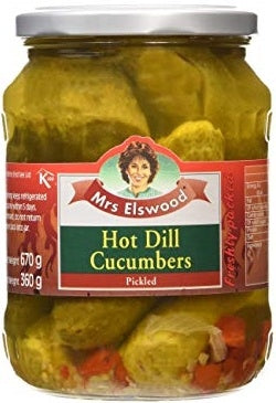 Mrs Elswood Hot Dill Cucumbers Pickled With Sweetener 670 g