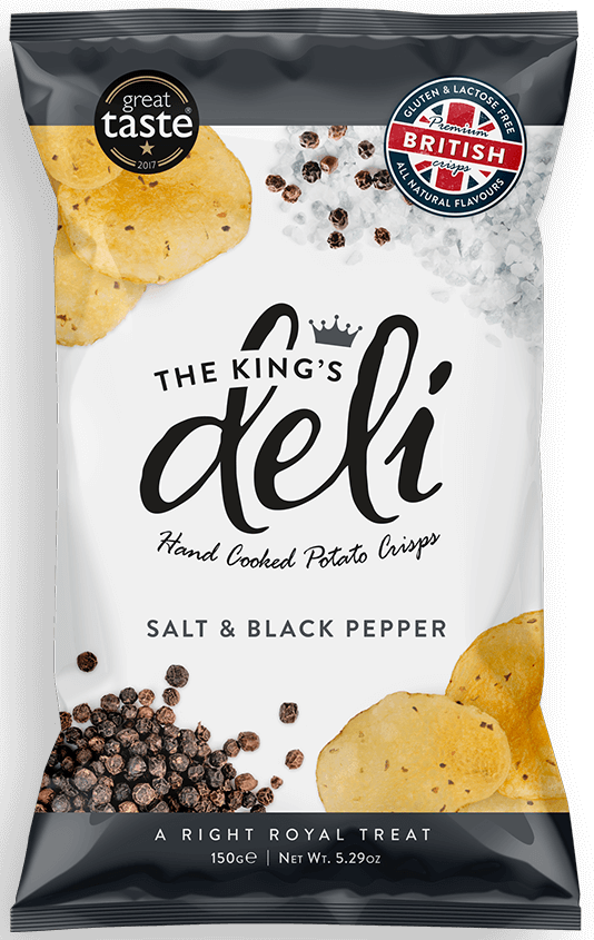 The King's Deli Hand Cooked Potato Crisps Salt & Black Pepper 150 g