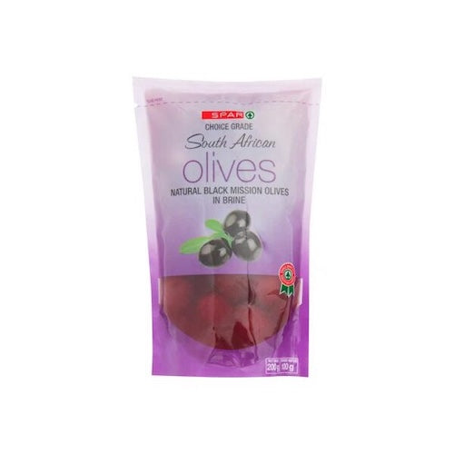 Spar South African Olives Black Mission In Brine 200 g