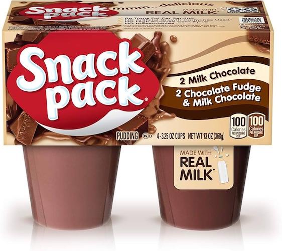 Snack Pack Pudding 2 Milk Chocolate + 2 Chocolate Fudge & Milk Chocolate 368 g x4