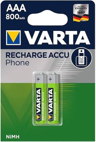 Varta Recharge ACCU Recycled NiMH Battery AAA 800 mAh x2