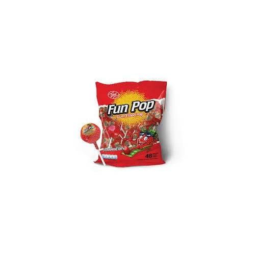 Excel Fun Pop Strawberry Gum Filled Pop 768 g x48