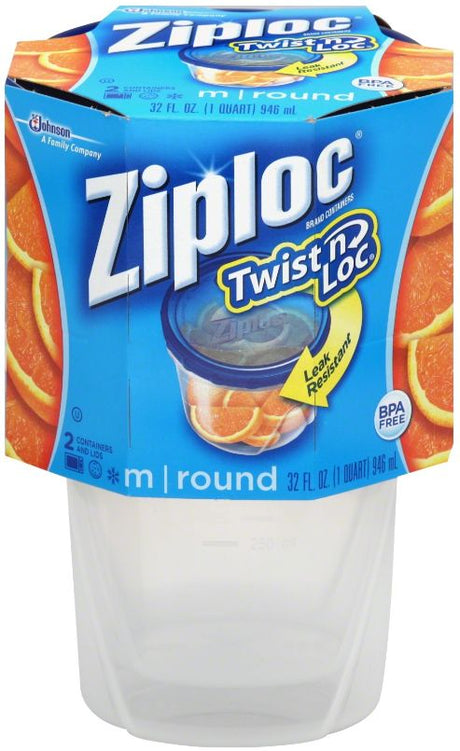 Ziploc Twist N Loc Fresh Shield Medium Round Containers With Lids x2