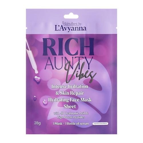 L'Avyanna Rich Aunty Vibes Intense Hydration & Skin Repair Hydrating Face Mask Sheet With 4D Hyaluronic Acid & High Potent Peptides 28 g x4