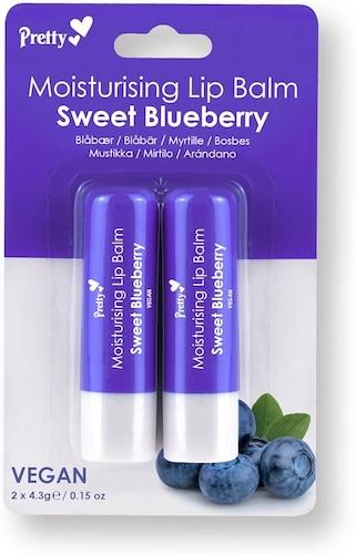 Pretty Moisturising Lip Balm Vegan Sweet Blueberry Blast 4.3 g x2