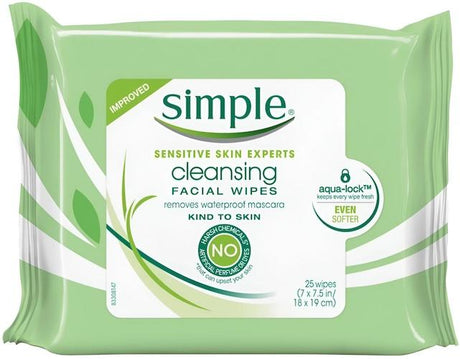 Simple Sensitive Skin Experts Cleasing Facial Wipes x25