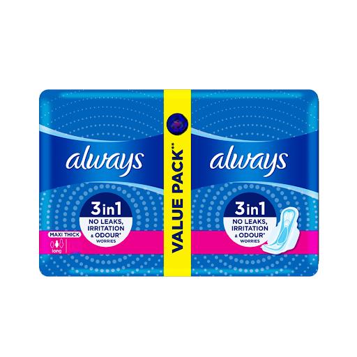 Always 3 in 1 Maxi Thick Long Sanitary Pads x14