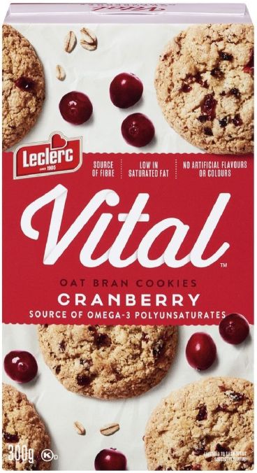 Leclerc Vital Cranberry Oat Bran Cookies 300 g