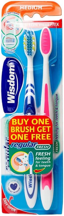 Wisdom Regular Fresh ToothBrush Medium x2