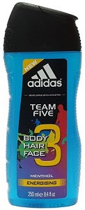 Adidas Shower Gel Team Five Body Hair Face Menthol Energy 250 ml Supermart.ng