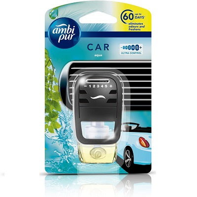 Ambi Pur Car Air Freshener Vent + Refill Aqua 7.5 ml Supermart.ng