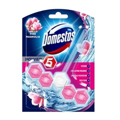 Domestos 5 in 1 Power Toilet Block Pink Magnolia 50 g