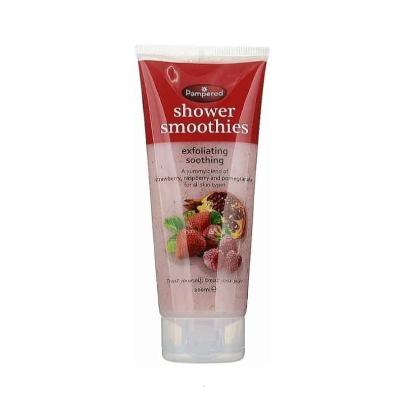 Pampered Shower Smoothies Exfoliating Soothing Strawberry, Raspberry, Pomegranate 200 ml